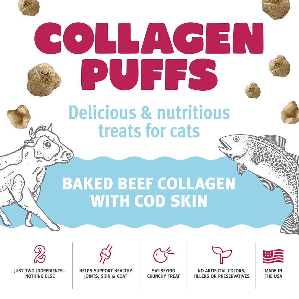 Beef Collagen Puffs with Cod Skin Treats for Cats: 0.5-oz Bag
