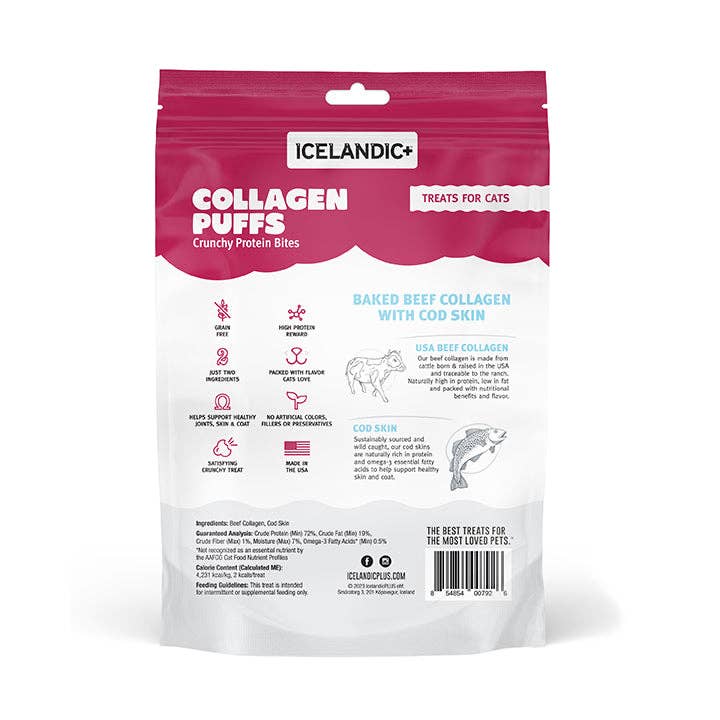 Beef Collagen Puffs with Cod Skin Treats for Cats: 0.5-oz Bag