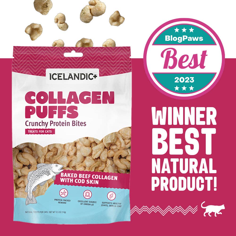 Beef Collagen Puffs with Cod Skin Treats for Cats: 0.5-oz Bag