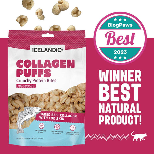 Beef Collagen Puffs with Cod Skin Treats for Cats: 0.5-oz Bag